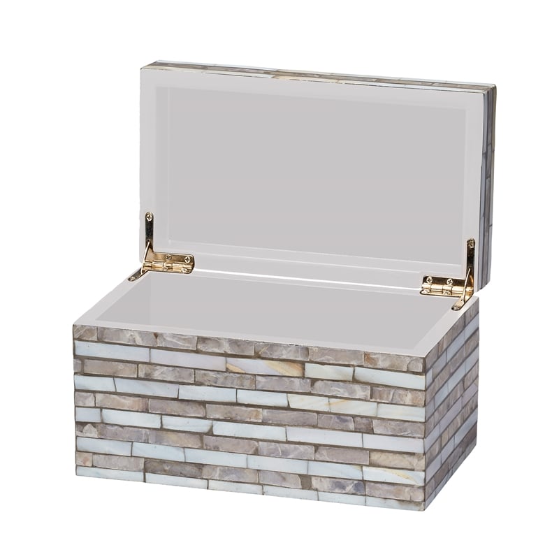 J&D Designs Roosevelt Grey Mother of Pearl Decorative Box Small
