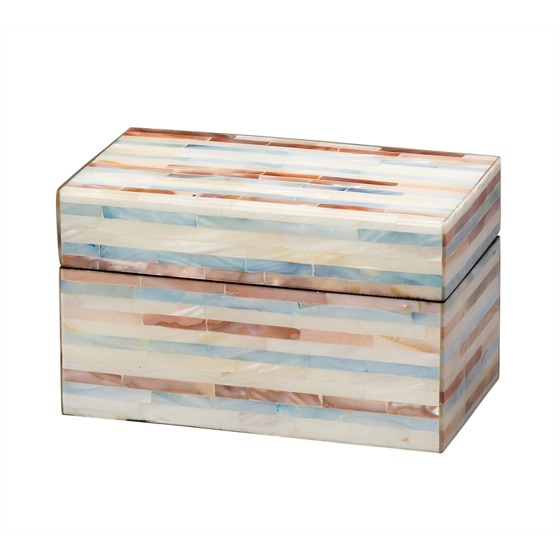J&D Designs Roosevelt Blue Mother of Pearl Decorative Box Small