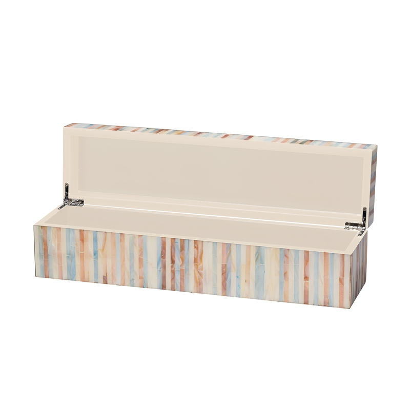 J&D Designs Roosevelt Blue Mother of Pearl Decorative Box Large