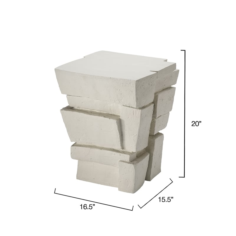 J&D Designs Co Brick Fiberglass Indoor/Outdoor Side Table Cream