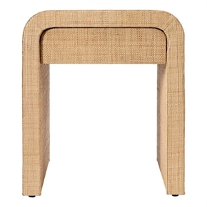 J&D Designs Co Montecito 1-Drawer Raffia and Engineered Wood Side Table Natural