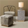 J&D Designs Co Hair on Hide Leather Ottoman Gray
