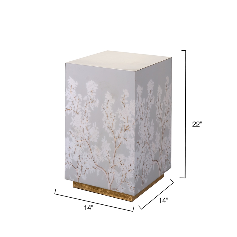 J&D Designs Garland Floral Accent Side Table Dove
