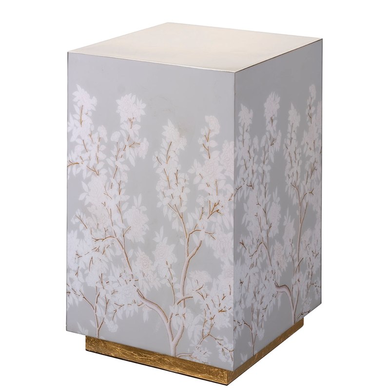 J&D Designs Garland Floral Accent Side Table Dove