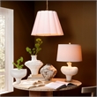 J&D Designs Co Scalloped 1-Light Pendant Boucle Linen Fabric White