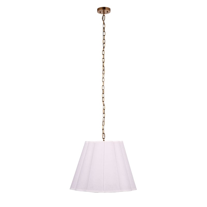 J&D Designs Co Scalloped 1-Light Pendant Boucle Linen Fabric White
