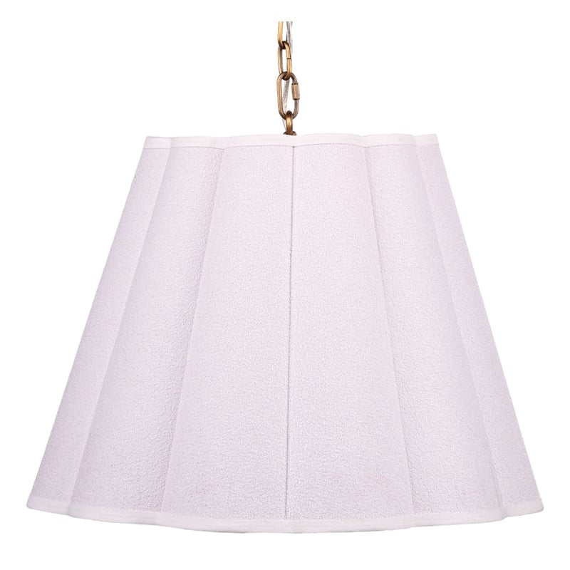 J&D Designs Co Scalloped 1-Light Pendant Boucle Linen Fabric White