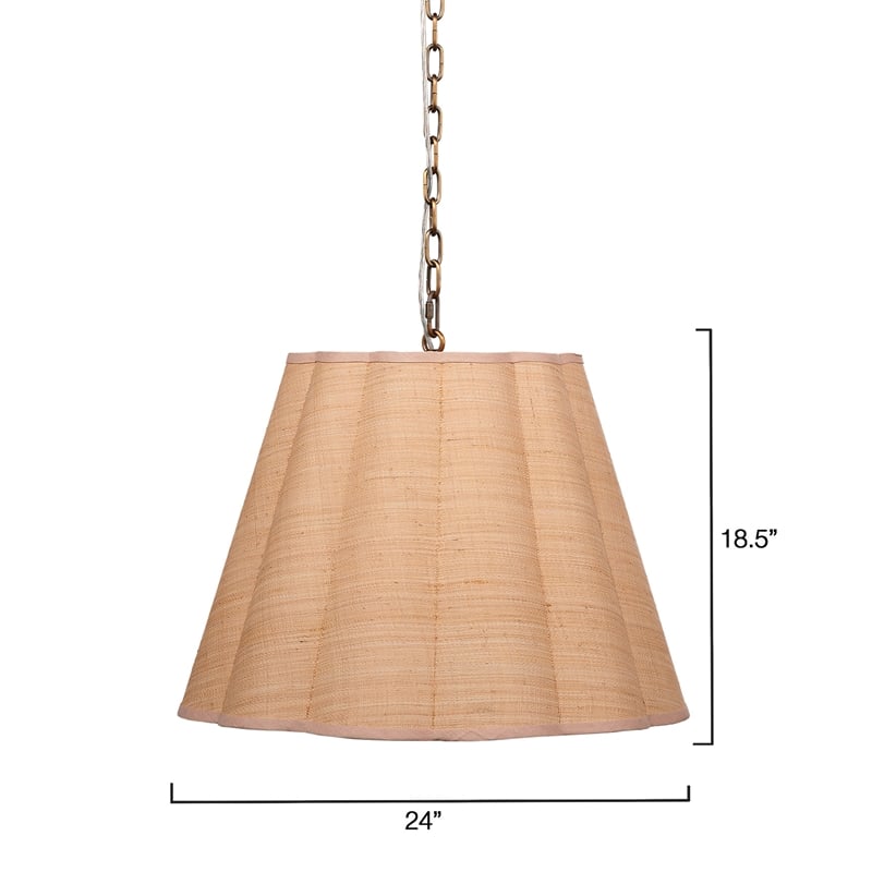 J&D Designs Co Scalloped 1-Light Pendant Raffia Fabric Natural
