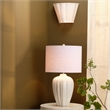 J&D Designs Scalloped 1-Light Wall Sconce White Linen