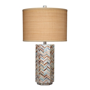 J&D Designs Lucille Mother of Pearl Table Lamp with Raffia Shade