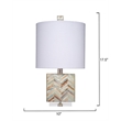 J&D Designs Garbo Mother of Pearl Table Lamp with Linen Shade Blue