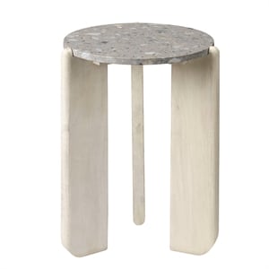 J&D Designs Quarry Wood and Terrazzo Stone Side Table