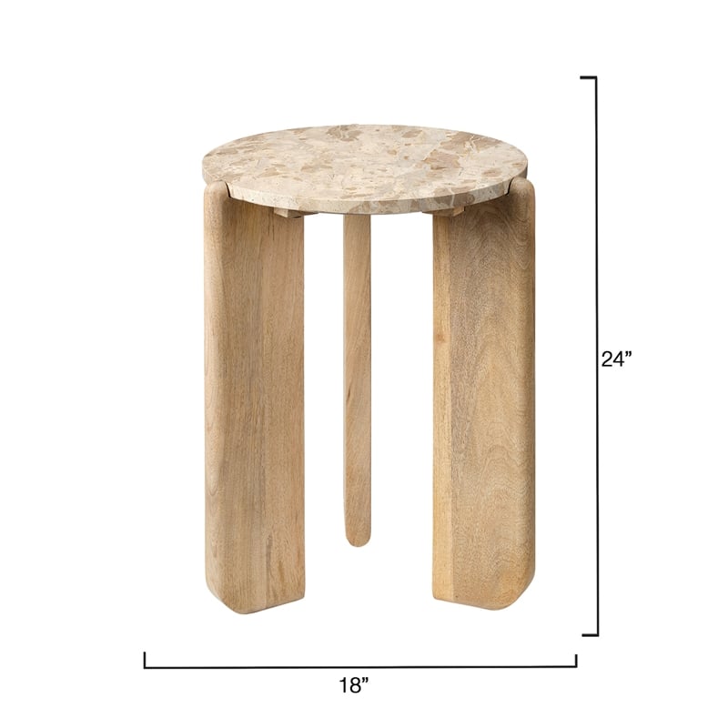 J&D Designs Quarry Wood and Tendua Stone Size Table