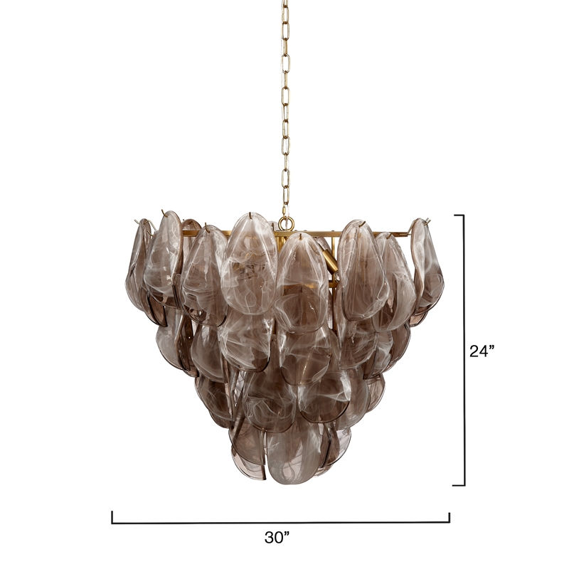 J&D Designs Co Magnolia Chandelier in Smoke and White Glass