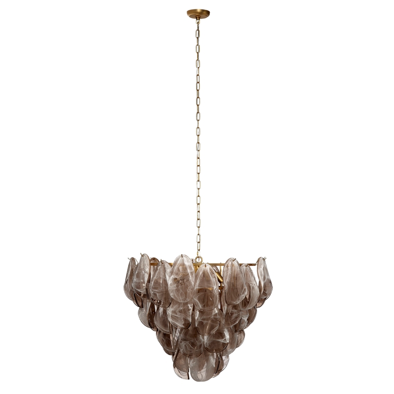 J&D Designs Co Magnolia Chandelier in Smoke and White Glass
