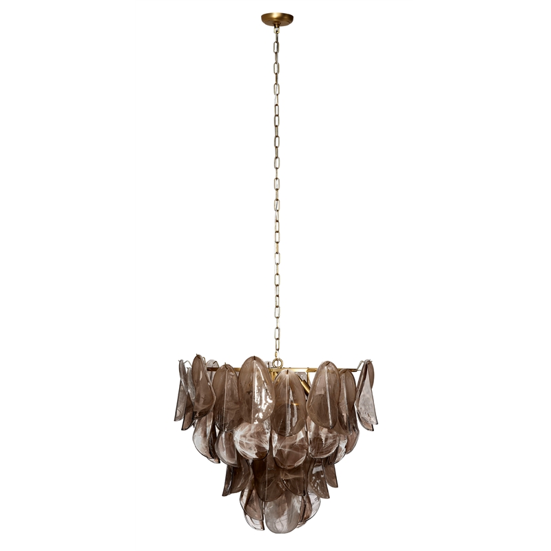 J&D Designs Co Magnolia Chandelier in Smoke and White Glass