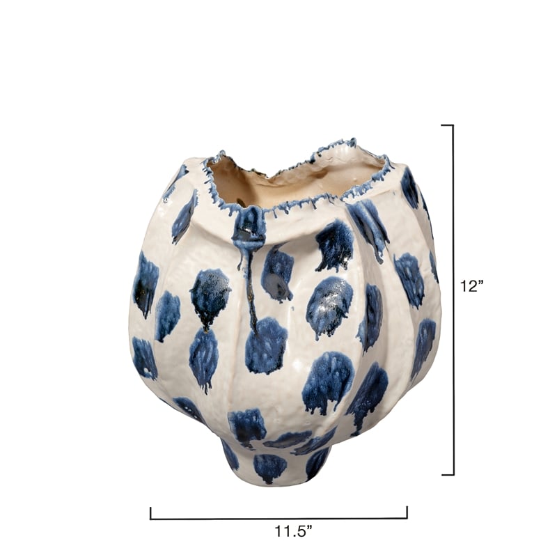 J&D Designs Co Monet Wide Vase in Blue