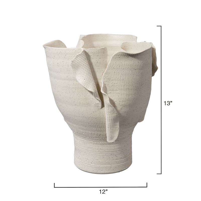 J&D Designs Co Torn Wide Vessel in White