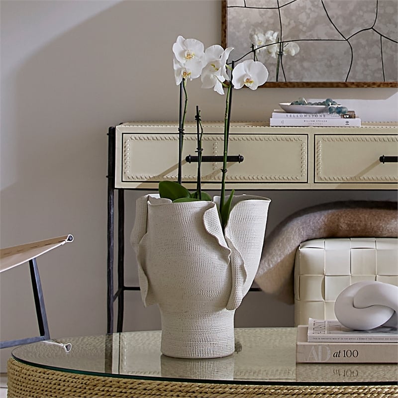 J&D Designs Co Torn Wide Vessel in White