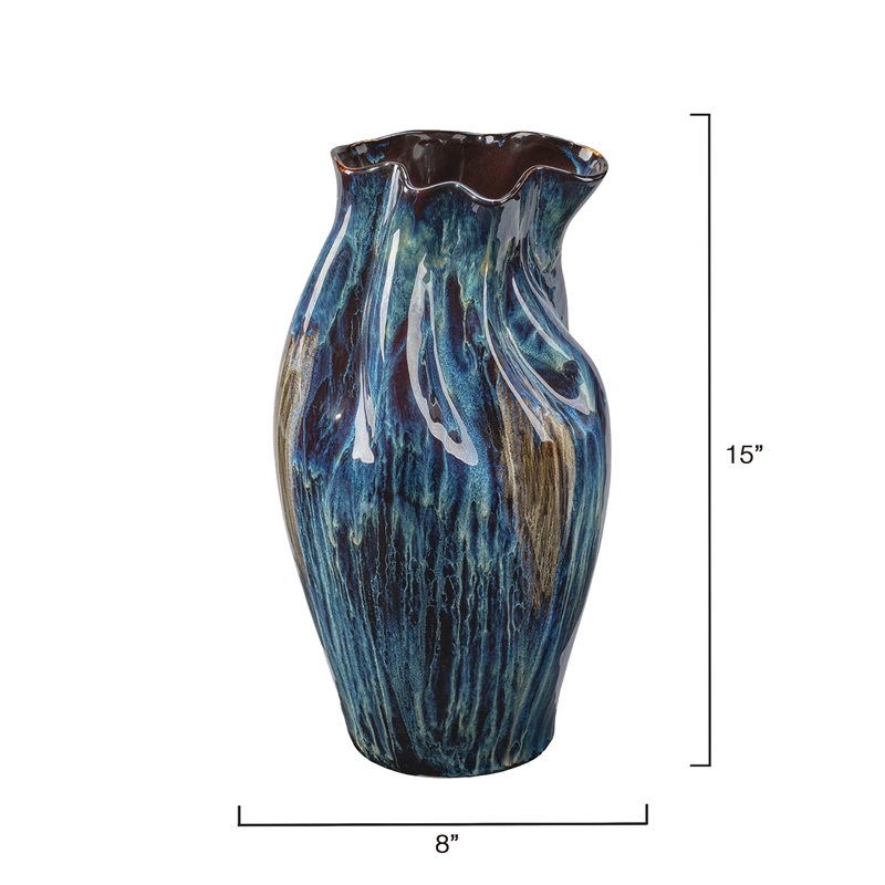 J&D Designs Co Large Whirl Vase in Blue