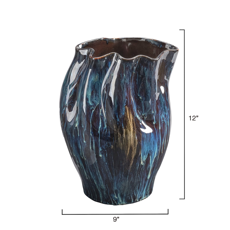 J&D Designs Co Medium Whirl Vase in Blue