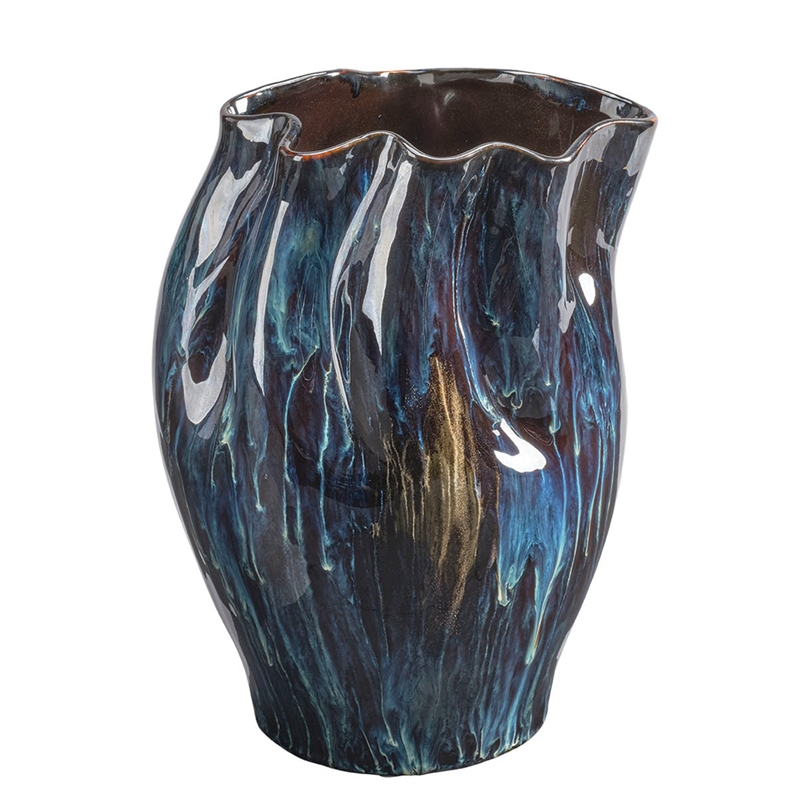 J&D Designs Co Medium Whirl Vase in Blue