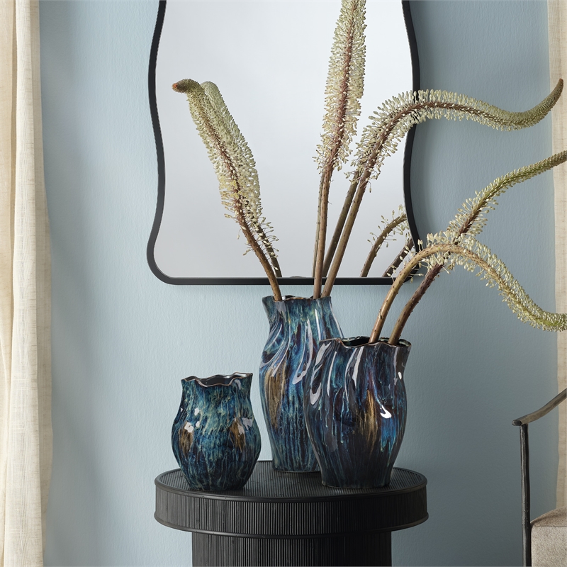 J&D Designs Co Small Whirl Vase in Blue