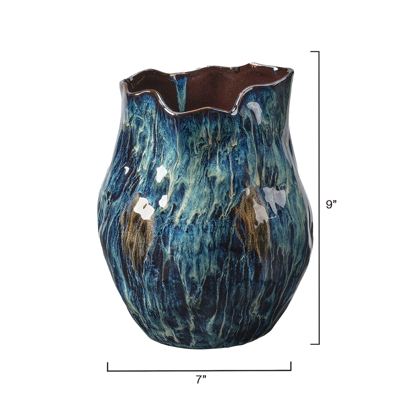 J&D Designs Co Small Whirl Vase in Blue
