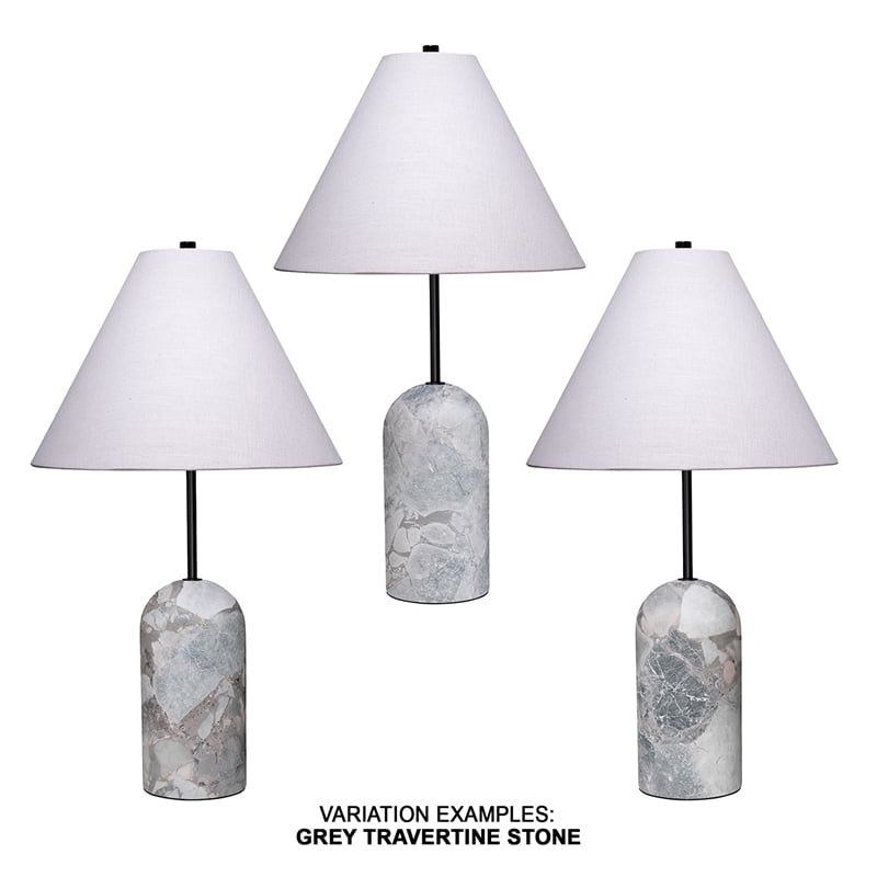 J&D Designs Co Holt Table Lamp in Travertine Stone in Gray