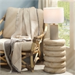 J&D Designs Roman Table Lamp in Gray Leather