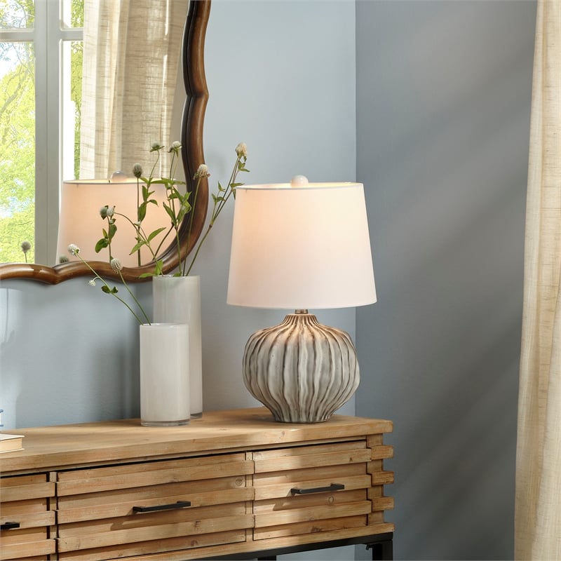 J&D Designs Reef  Ceramic Table Lamp in Gray