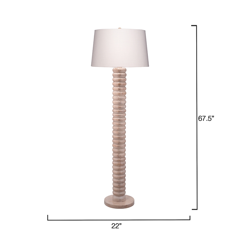 J&D Designs Co Abacus Mango Wood 1-Light Floor Lamp with Polyester Linen Shade