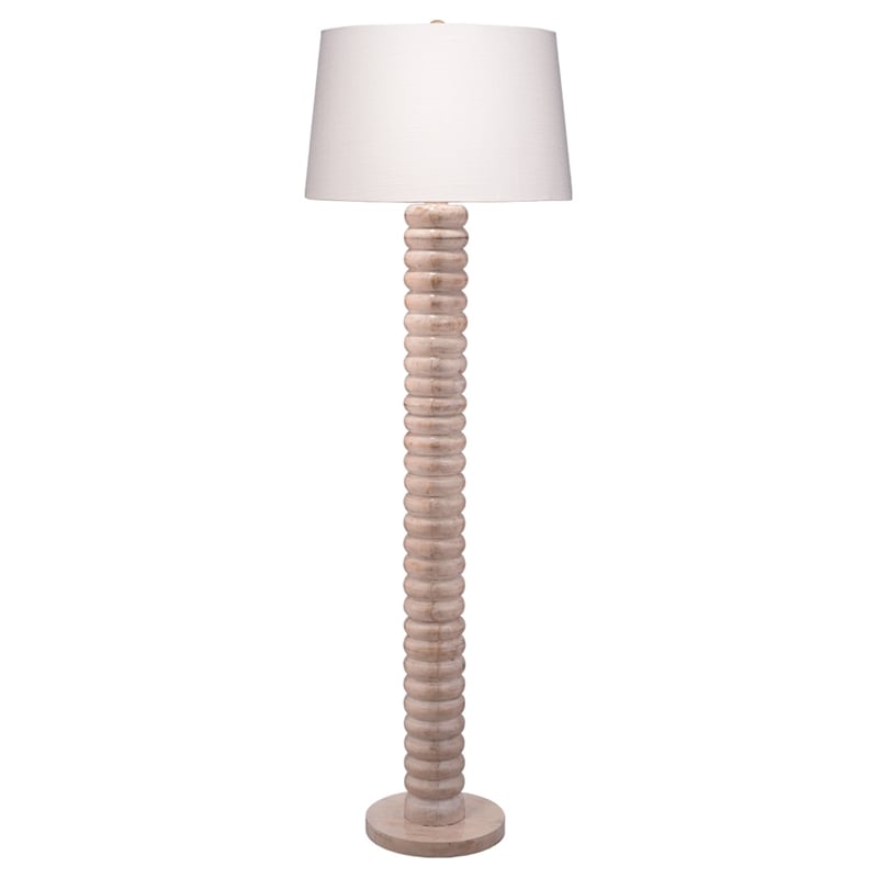 J&D Designs Co Abacus Mango Wood 1-Light Floor Lamp with Polyester Linen Shade