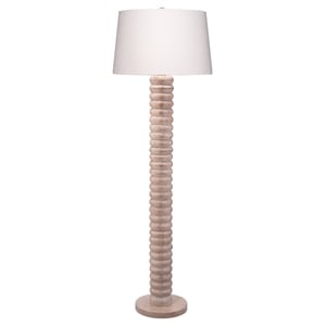 J&D Designs Co Abacus Mango Wood 1-Light Floor Lamp with Polyester Linen Shade