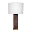 J&D Designs Co Preston Burl Wood Table Lamp in Dark Gray with Linen Shade