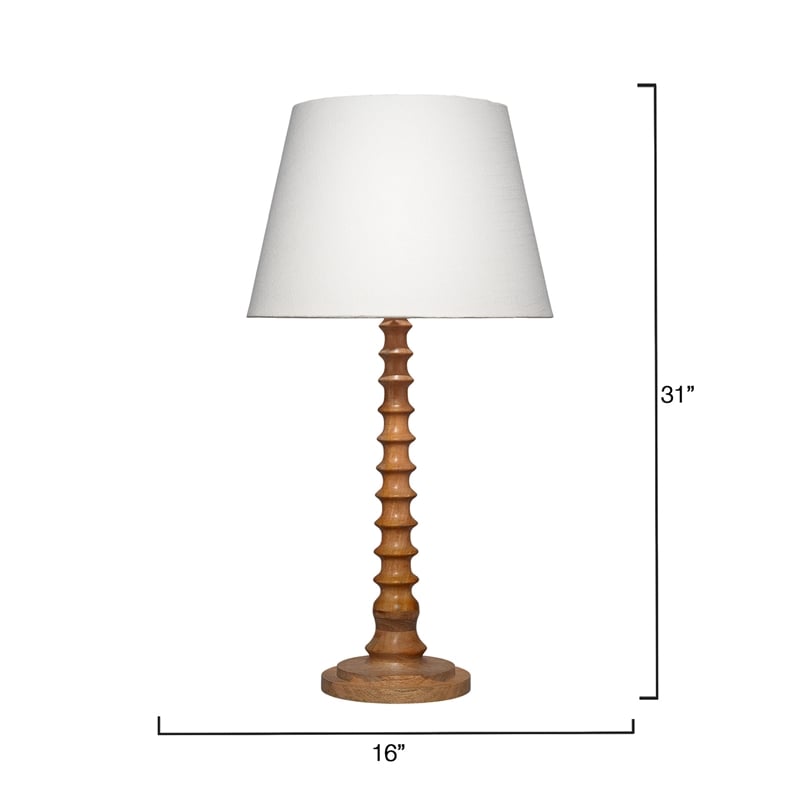 J&D Designs Revolution Wood Table Lamp in Natural with Linen Shade