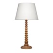 J&D Designs Revolution Wood Table Lamp in Natural with Linen Shade
