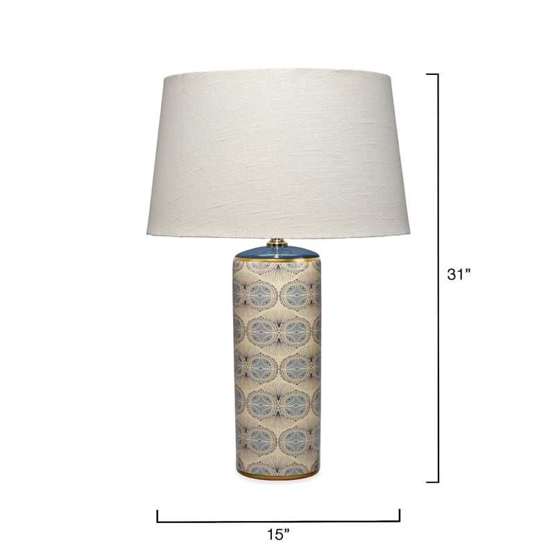 J&D Designs Co Harlequin Ceramic Table Lamp with Linen Shade in Green