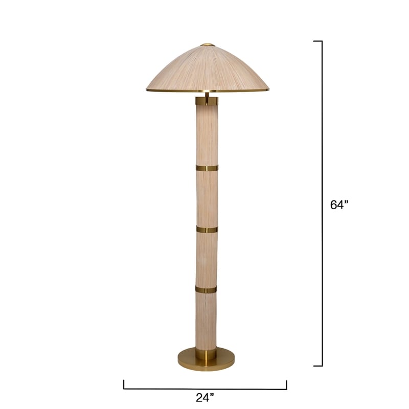 J&D Designs Co Seychelles 2-Light Rattan Floor Lamp in Natural Beige