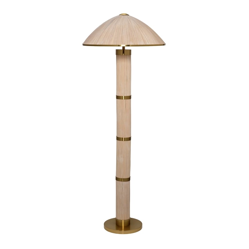 J&D Designs Co Seychelles 2-Light Rattan Floor Lamp in Natural Beige