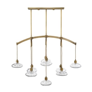 J&D Designs Co Reservoir 9-Light Blown Clear Glass Chandelier in Antique Brass