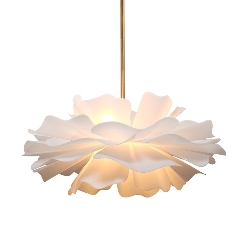 J&D Designs Co Zinnia 4-Light Acrylic Chandelier Large in White