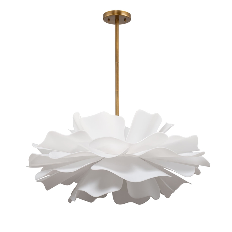 J&D Designs Co Zinnia 4-Light Acrylic Chandelier Large in White