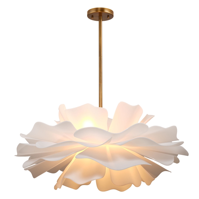 J&D Designs Co Zinnia 4-Light Acrylic Chandelier Large in White
