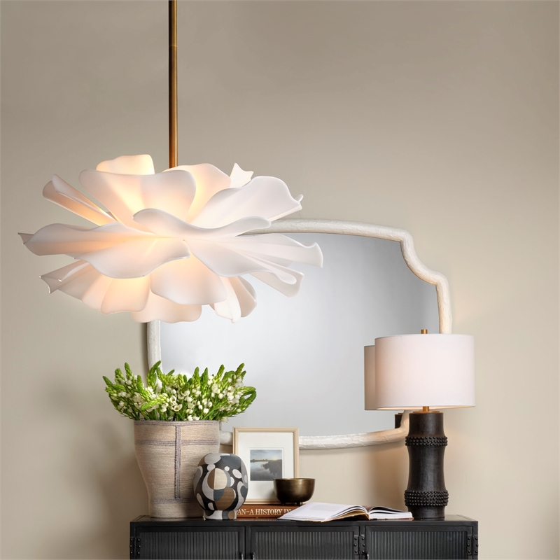 J&D Designs Co Zinnia 4-Light Acrylic Chandelier Small in White