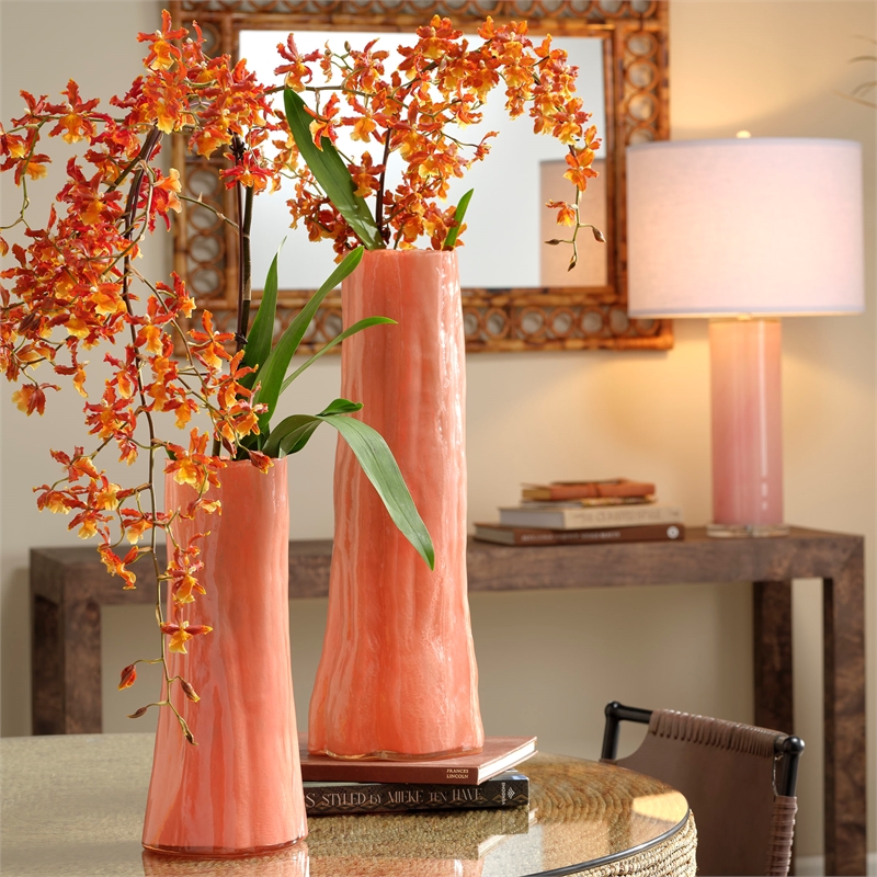 J&D Designs Co Sequoia Poppy Glass Decorative Vase Large in Orange