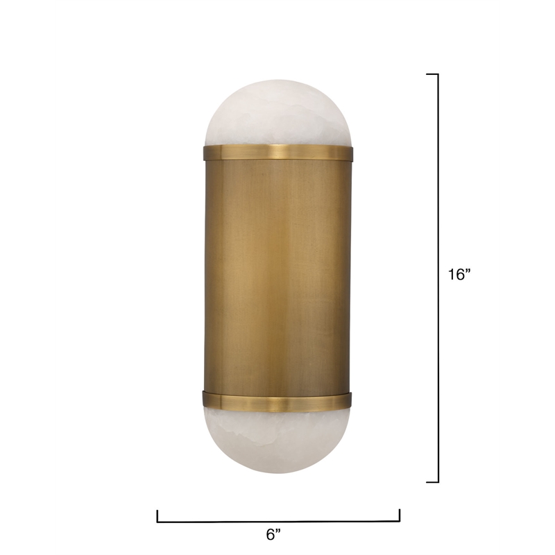 J&D Designs Co Remedy Alabaster 2-Light Wall Sconce in Antique Brass