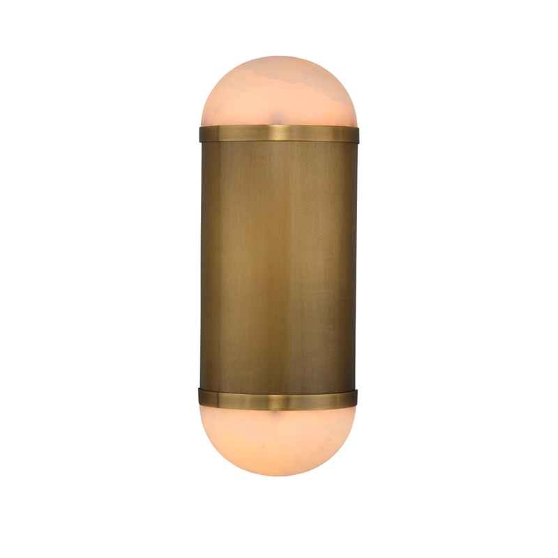 J&D Designs Co Remedy Alabaster 2-Light Wall Sconce in Antique Brass