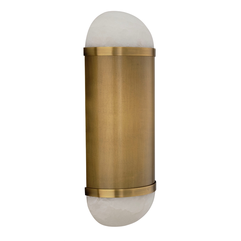 J&D Designs Co Remedy Alabaster 2-Light Wall Sconce in Antique Brass