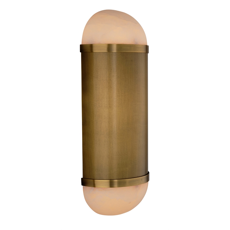 J&D Designs Co Remedy Alabaster 2-Light Wall Sconce in Antique Brass
